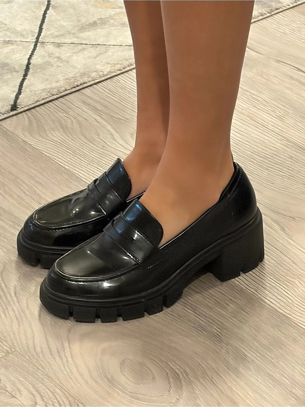 Me too Black Chunky Penny Loafers